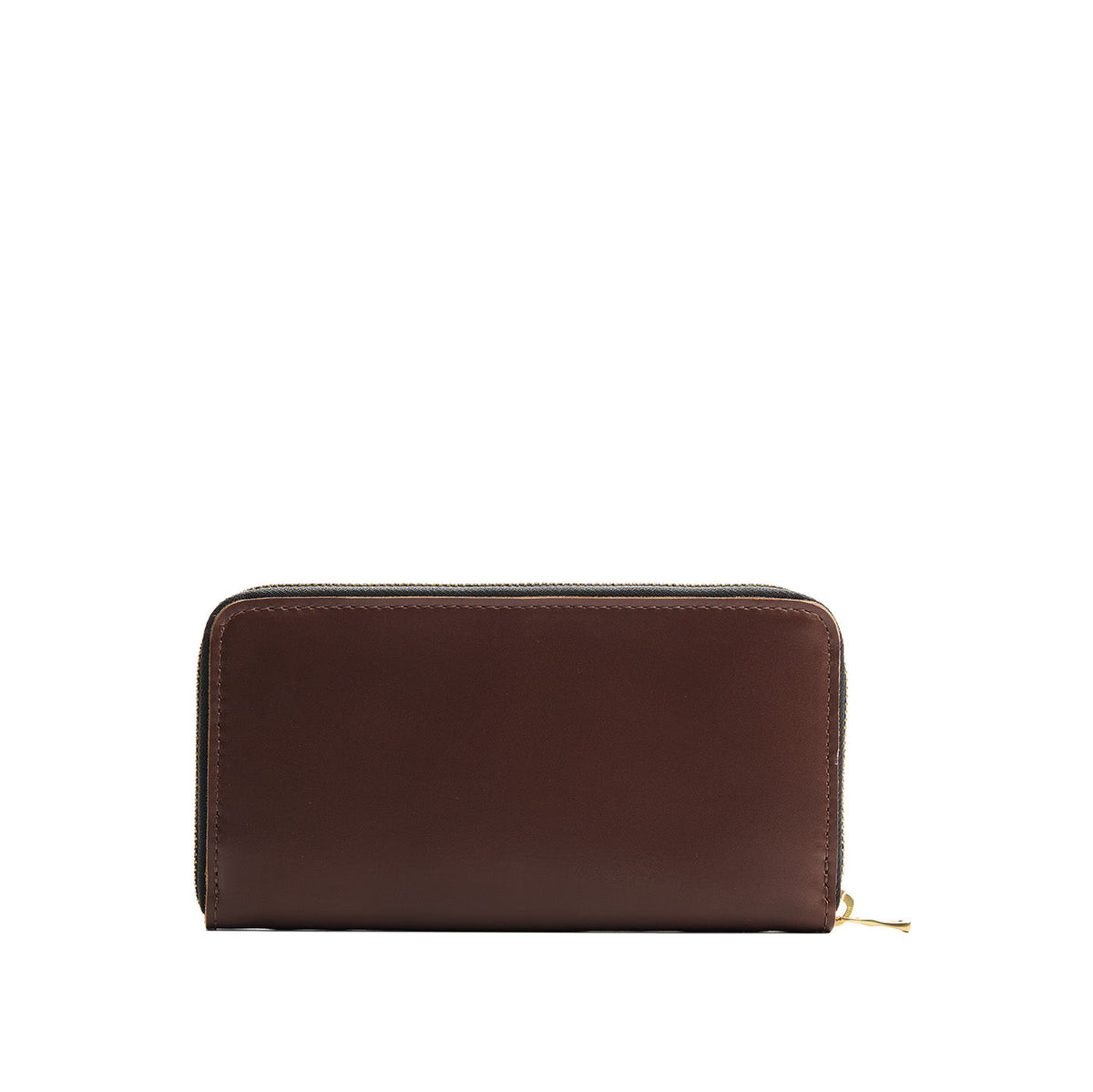 Chocolate Brown | Large accordion leather wallet with zipper and PLG logo