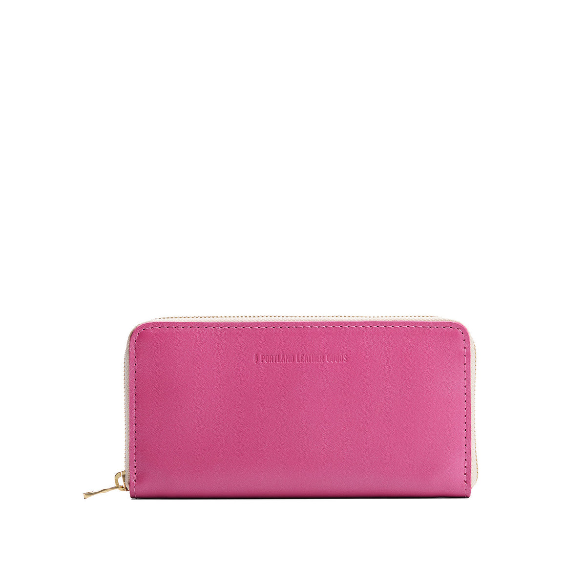 Lip Gloss | Large accordion leather wallet with zipper and PLG logo