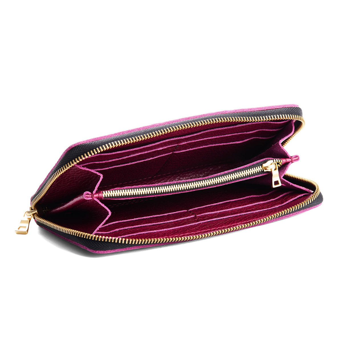 Orchid | Large accordion leather wallet with zipper and PLG logo
