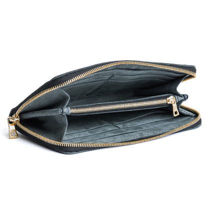 Storm | Large accordion leather wallet with zipper open