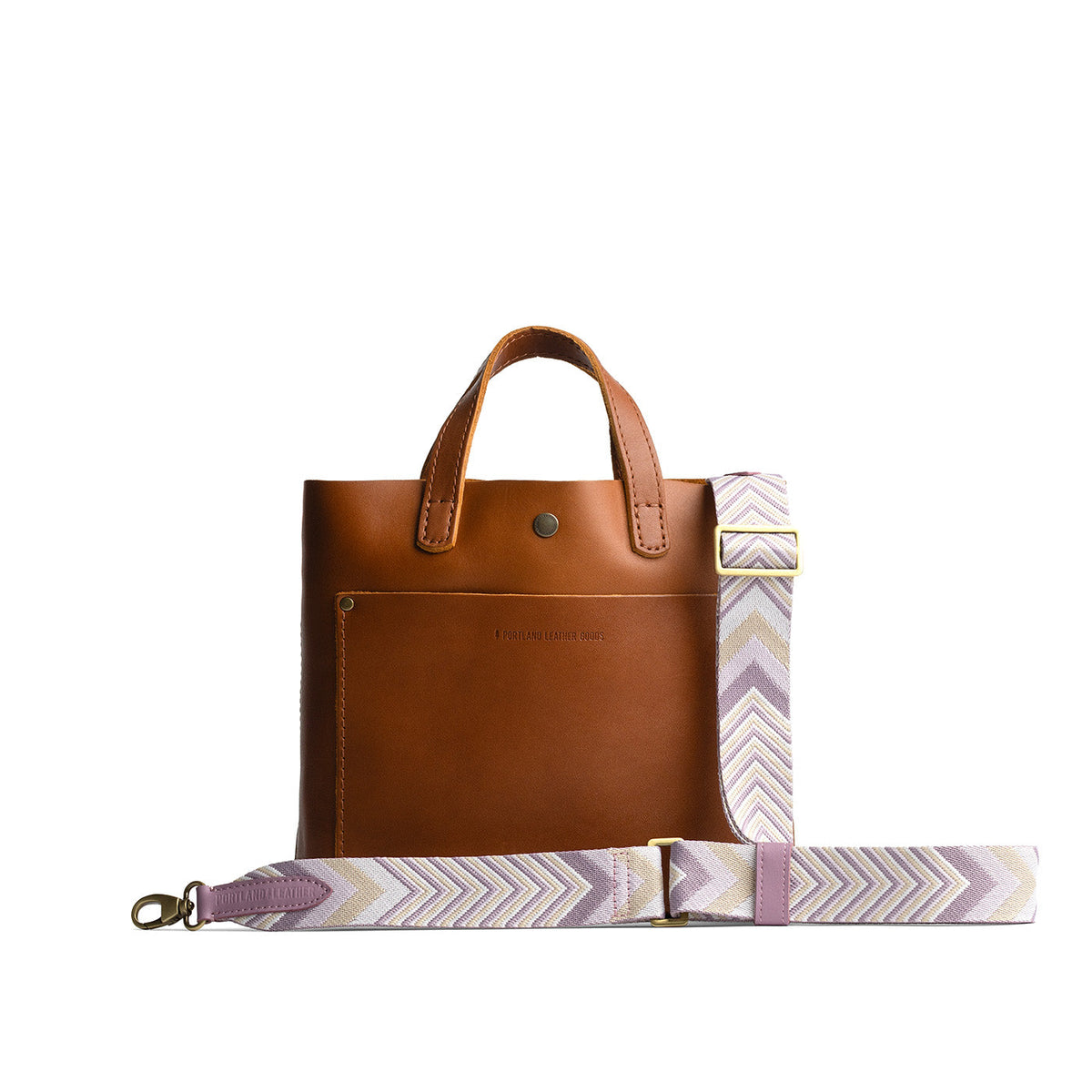 Lilac Sky | Strap with chevron pattern and brass-toned hardware