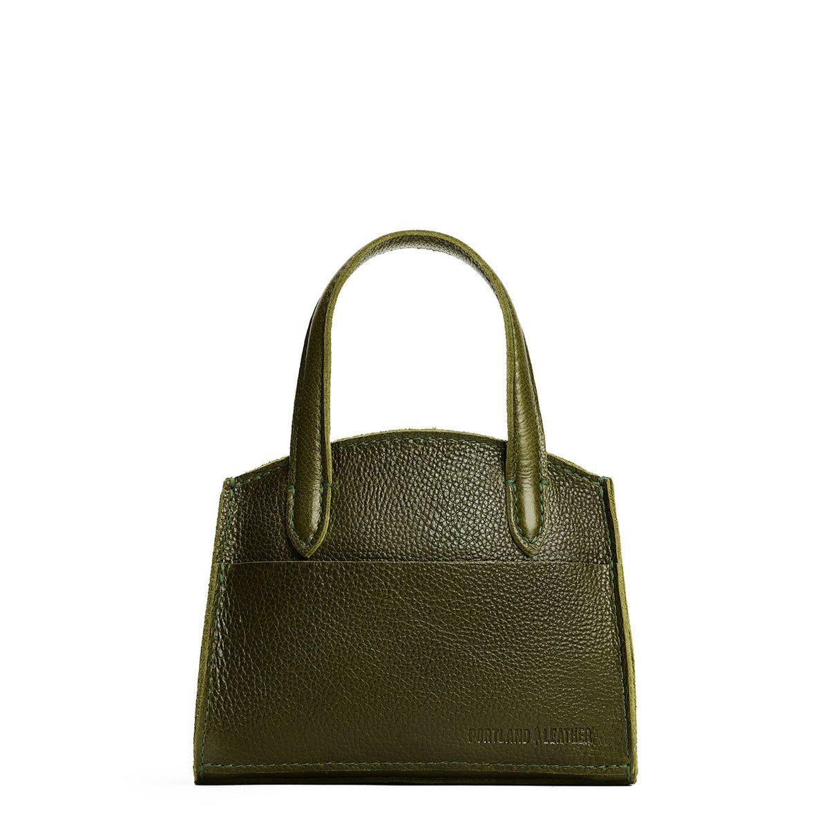 Pebbled Olive*Mini | Leather tote bag with handles, adjustable crossbody strap, zipper top, and a back pocket