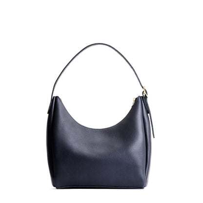 Night Owl*Medium | U-shaped, flat-bottomed leather shoulder bag with adjustable strap