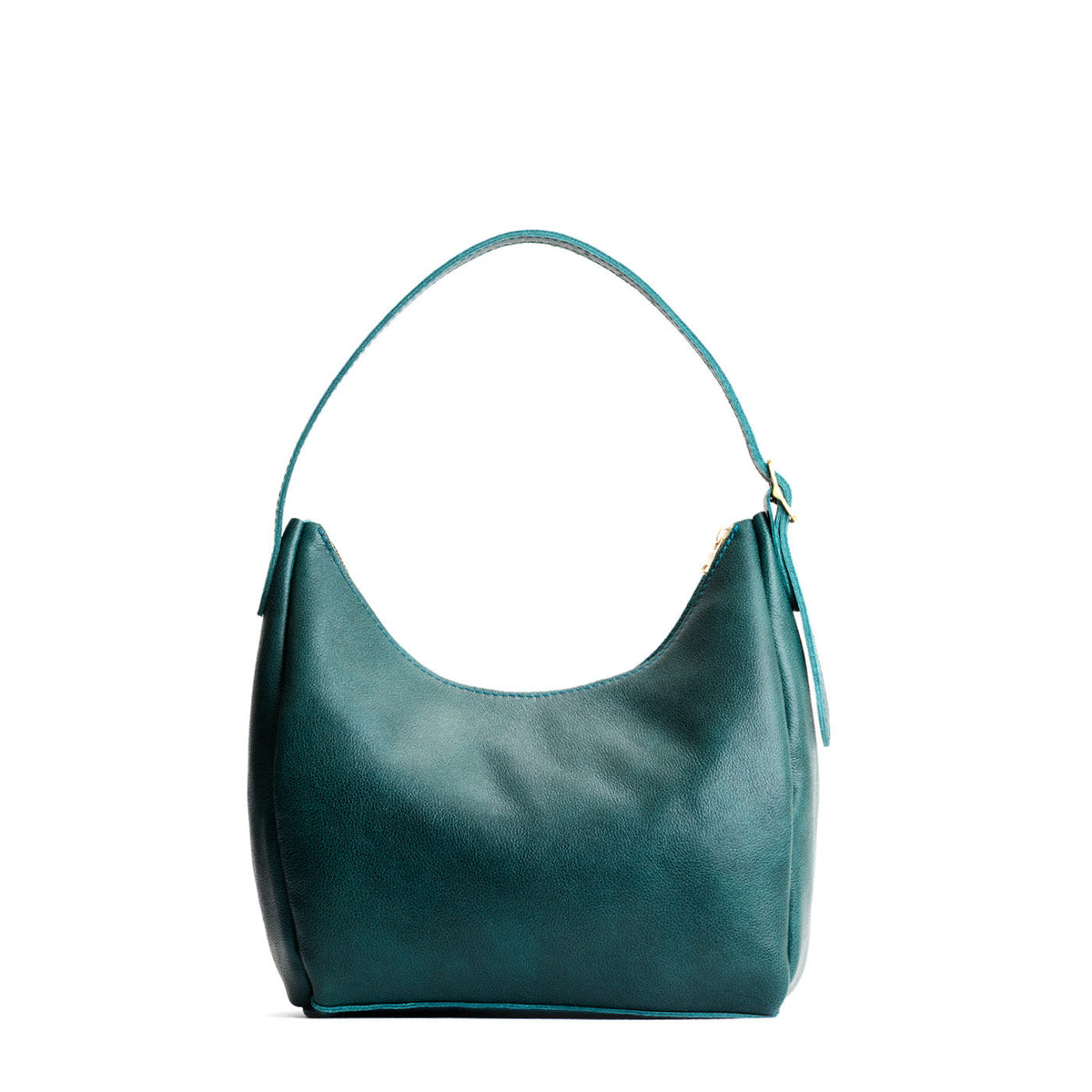 Sea Glass*Medium | U-shaped, flat-bottomed leather shoulder bag with adjustable strap