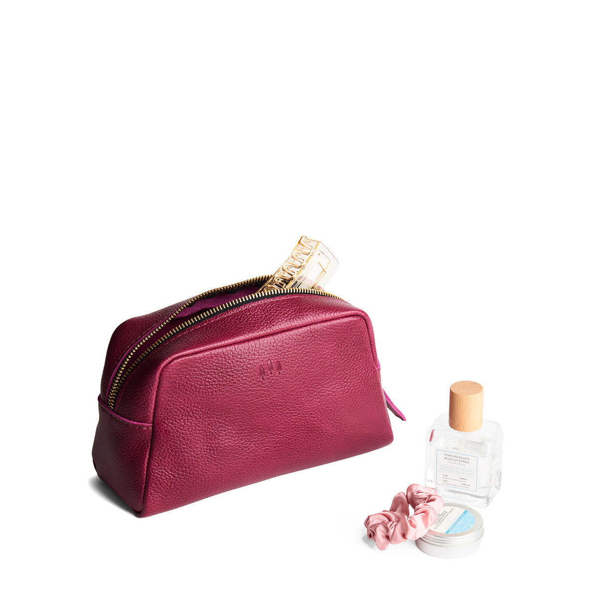 Orchid | Trapezoid pouch with leather zipper pull