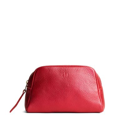 Reba Red | Trapezoid pouch with leather zipper pull