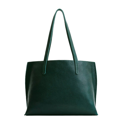 Forest Green*Medium | Leather tote bag with interior snap key loop