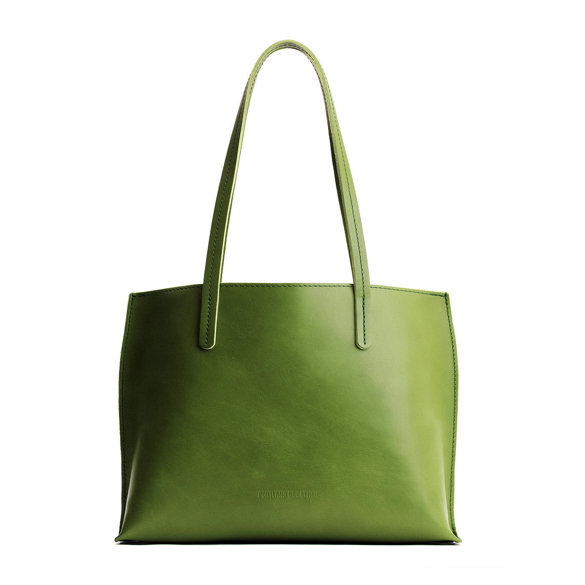 Green Apple*Medium | Leather tote bag with interior snap key loop