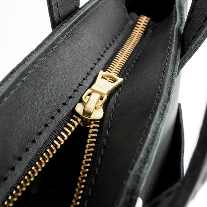 Black*Zipper | Midsize crossbody tote with handles and a pocket