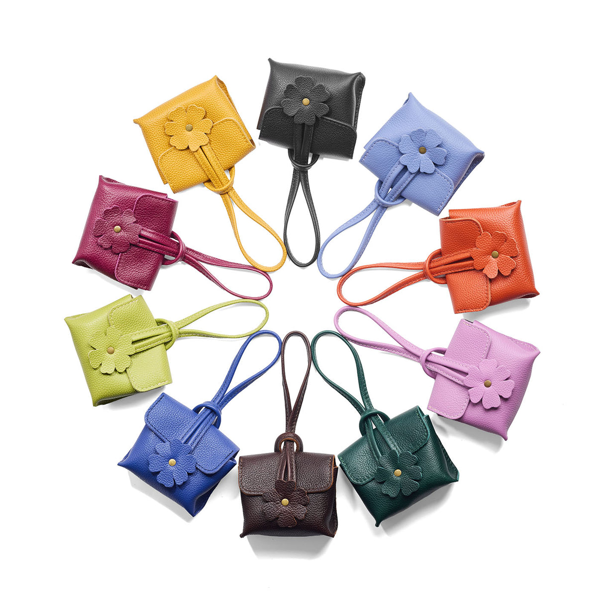 All Variants | Collection of wristlet pouches with loop strap and a flower design