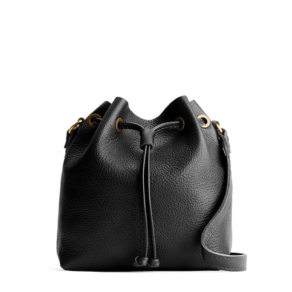 Pebbled--black*Small | Slouchy crossbody bag with leather drawstring closure