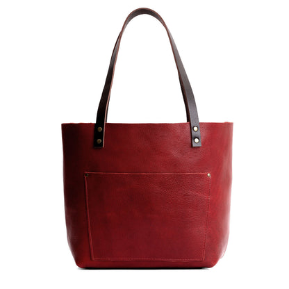 Chili Red*Classic | Large leather tote bag with sturdy bridle handles and front pocket