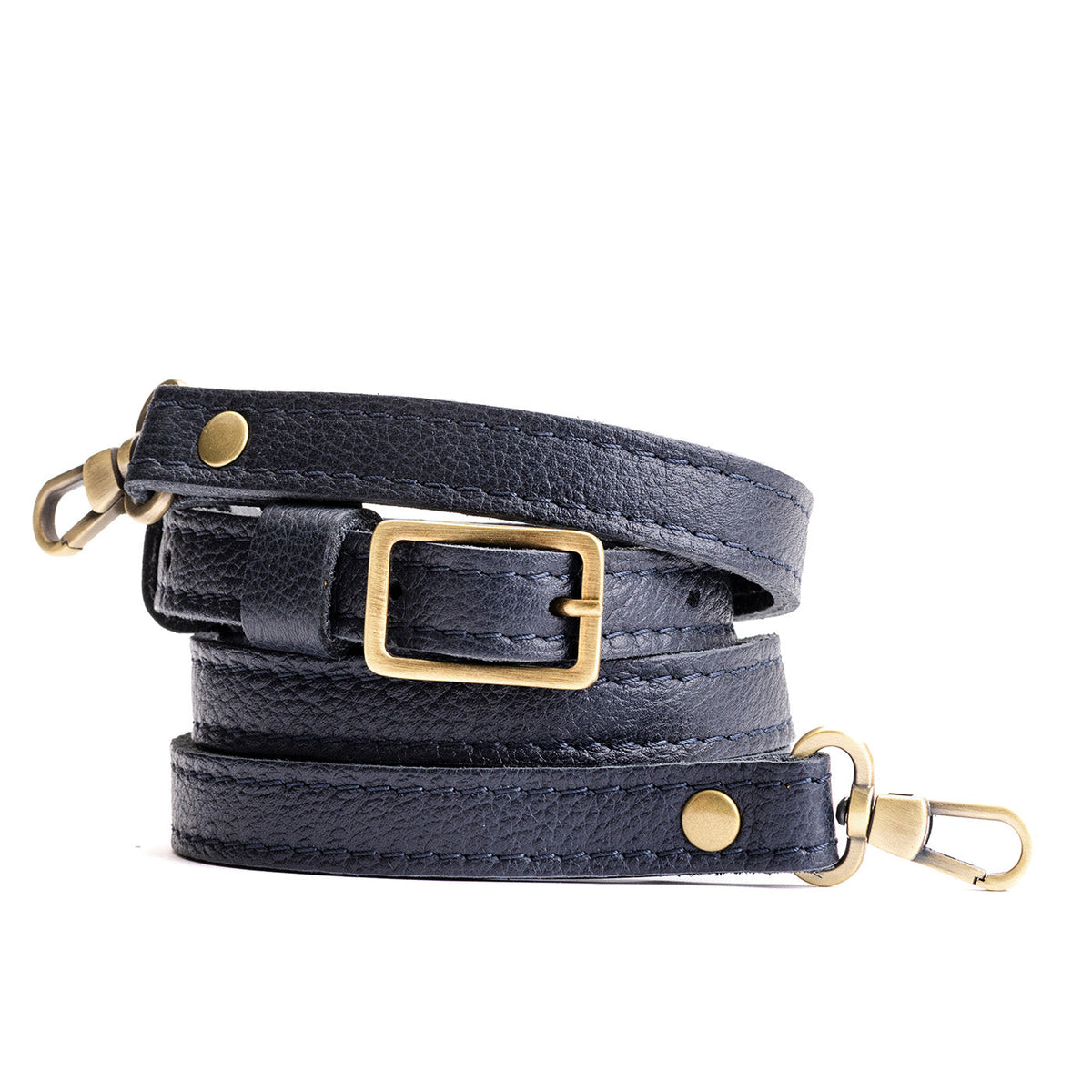 Night Owl | Leather crossbody strap with metal buckle and lever snap swivel clasps