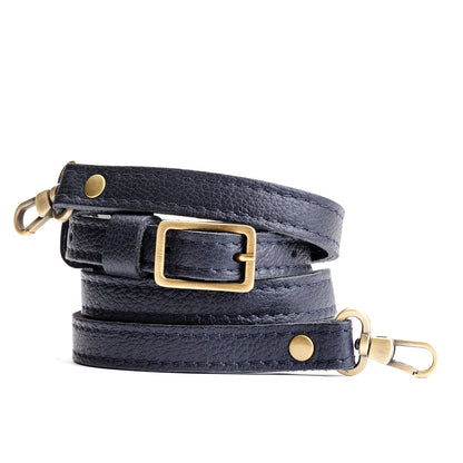 Night Owl | Leather crossbody strap with metal buckle and lever snap swivel clasps