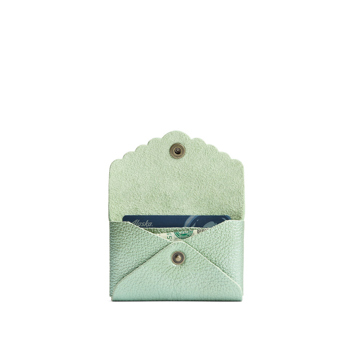 Beetle | Leather card wallet with scalloped edge open