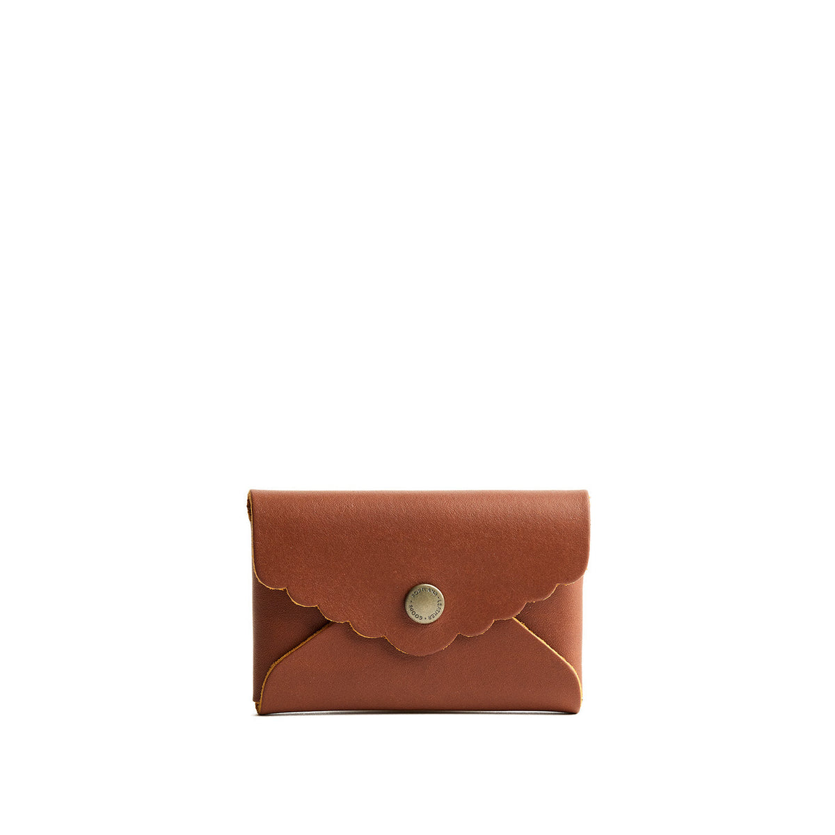 Honey | Leather card wallet with scalloped edge closed