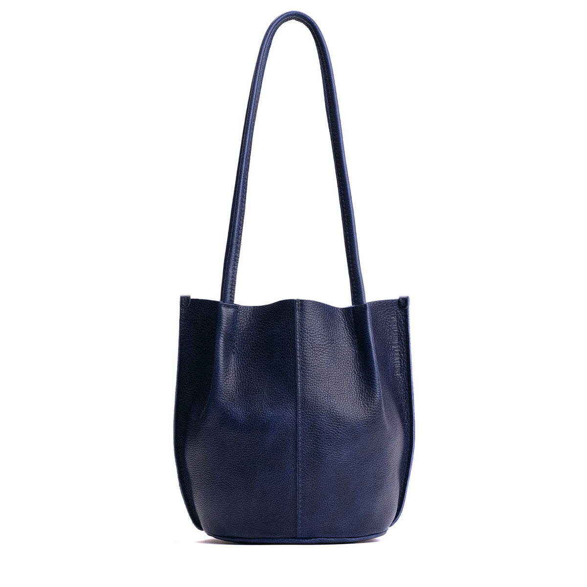 Cobalt*Small | Petite bucket shaped tote bag with matching leather handles