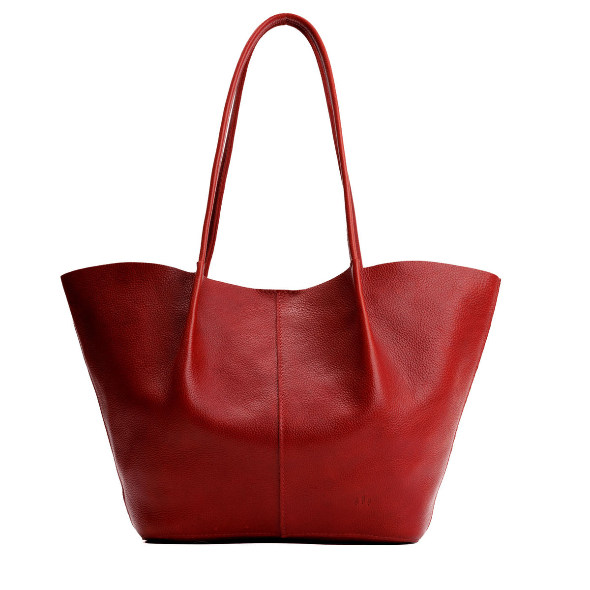 Chili Red*Oversized | Extra wide bucket shaped tote bag with matching leather handles