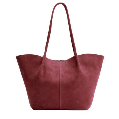 Red Panda*Oversized | Extra wide bucket shaped tote bag with matching leather handles