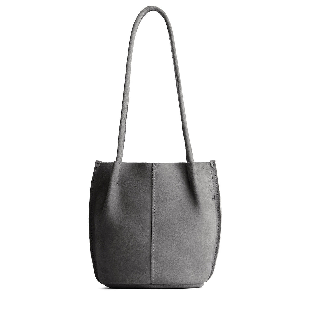 Smoke Grey*Small | Petite bucket shaped tote bag with matching leather handles