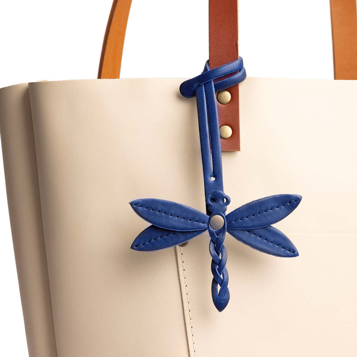 Cowboy Blue | Dragonfly shaped leather charm tassel