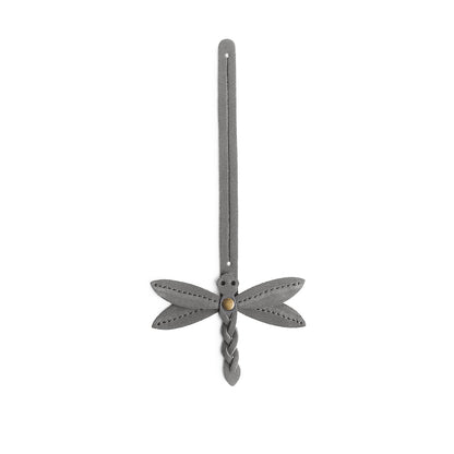 Smoke Grey | Dragonfly shaped leather charm tassel