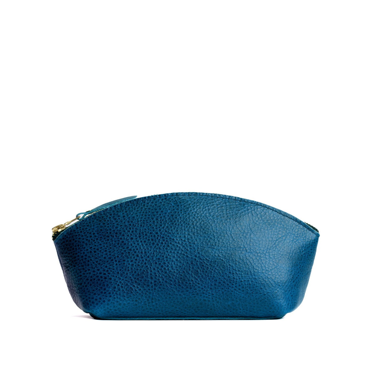 Caspian*Eclipse | Spacious leather makeup bag with curved seams and top zipper