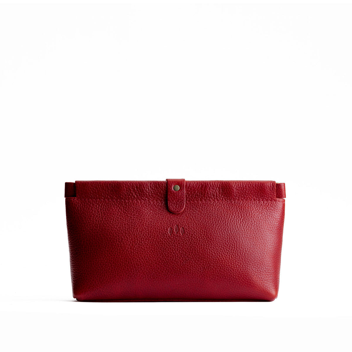 Chili Red | Leather pouch with frame top closure and leather pull tab