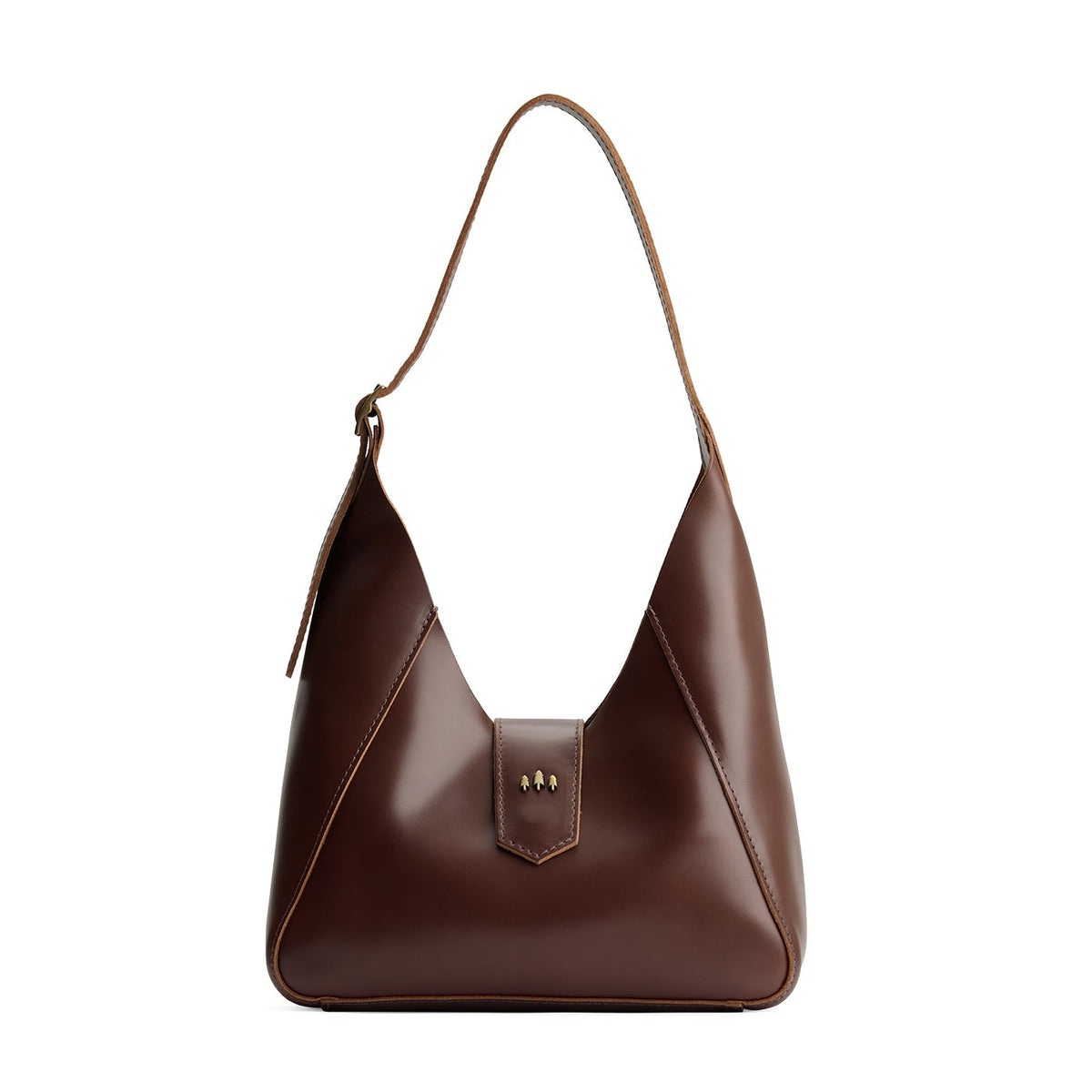 Chocolate Brown | Structured hobo shoulder bag with adjustable strap and magnetic closure