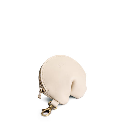 Bone | Leather fortune cookie shaped keychain pouch