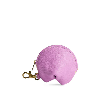 Calla Lily | Leather fortune cookie shaped keychain pouch