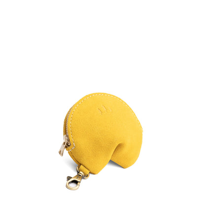 Hello Yellow | Leather fortune cookie shaped keychain pouch