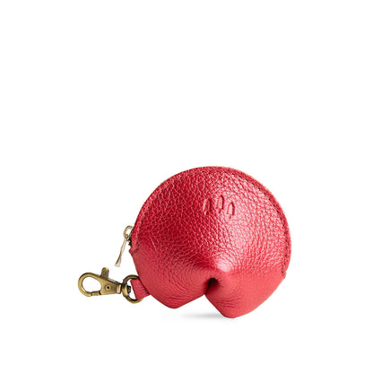 Reba Red | Leather fortune cookie shaped keychain pouch