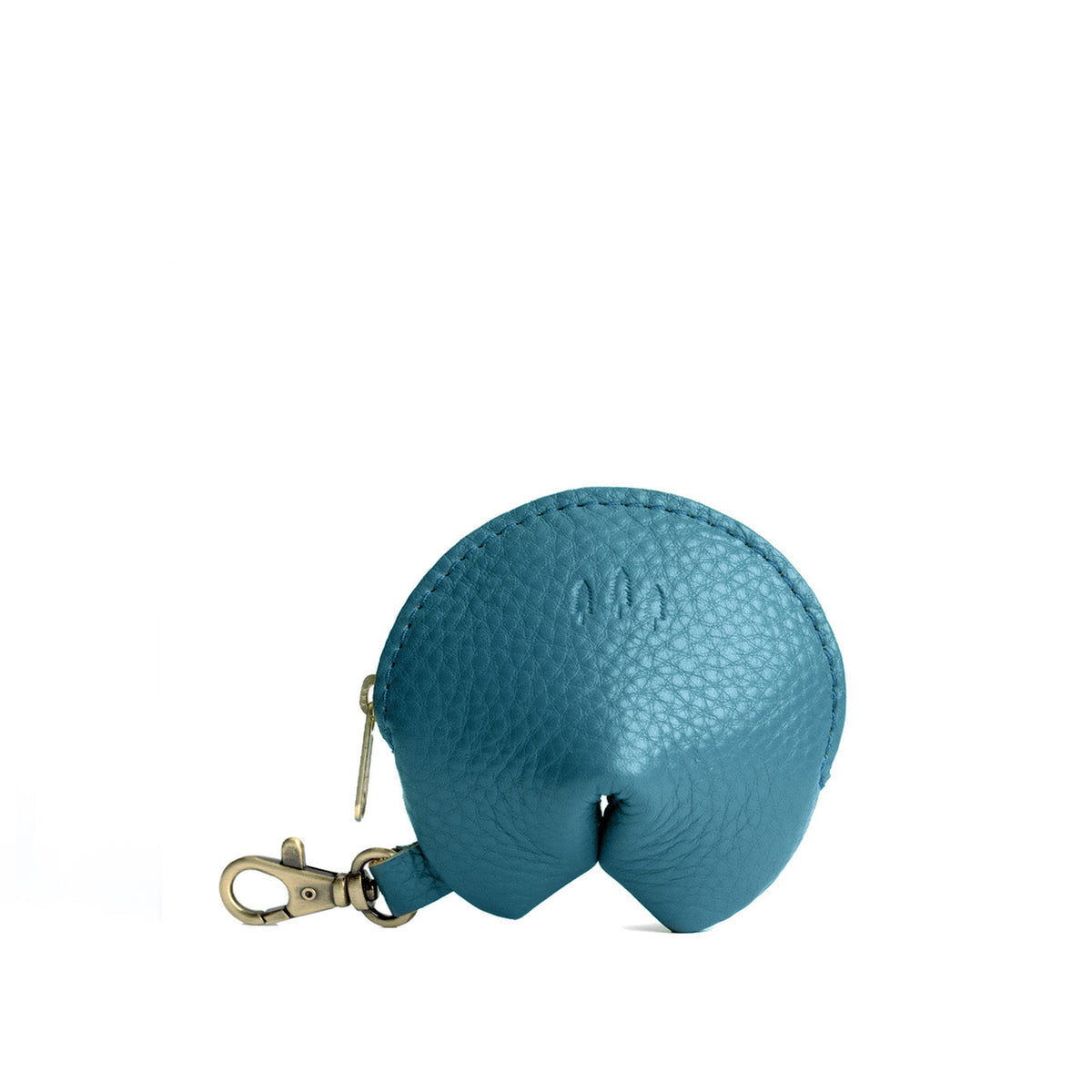 Turquoise | Leather fortune cookie shaped keychain pouch