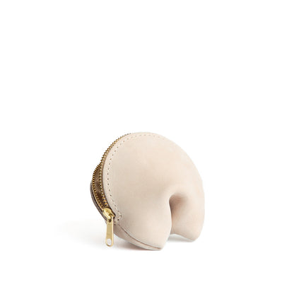 Bone | Leather fortune cookie shaped pouch