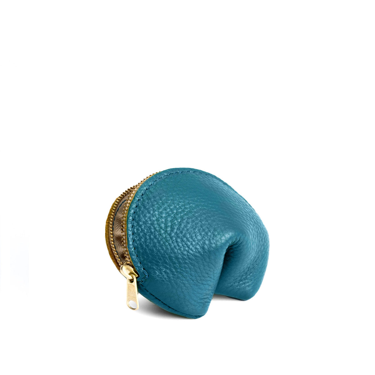 Turquoise | Leather fortune cookie shaped pouch