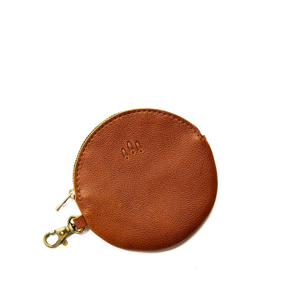 Sienna | Leather flat round keychain pouch