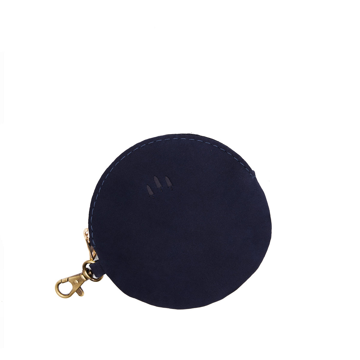 Velvet Blue | Leather flat round keychain pouch