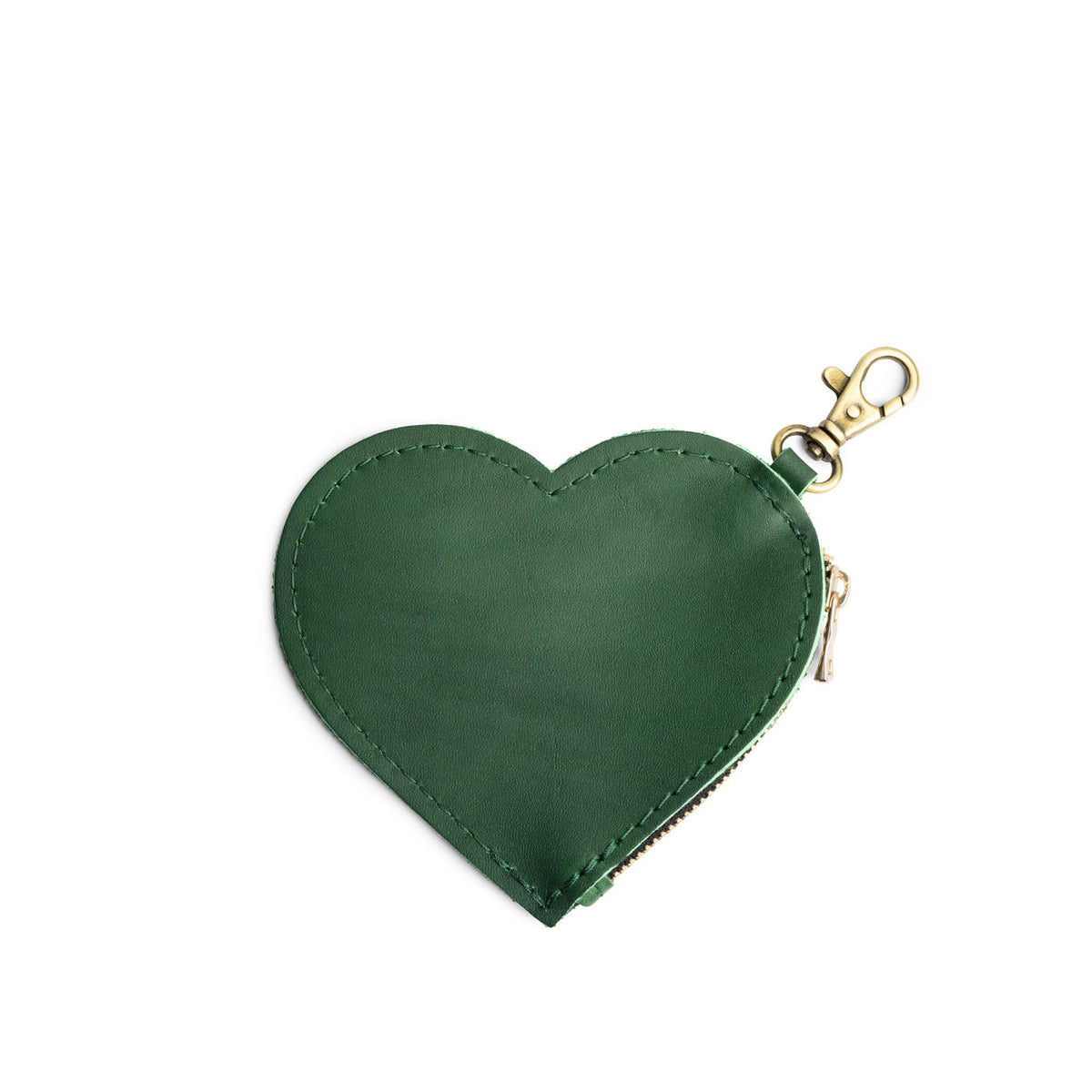 Aruba | Heart-shaped leather pouch keychain with zipper top and lobster clasp