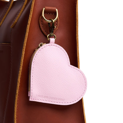 Pinkaboo | Heart-shaped leather pouch keychain with zipper top and lobster clasp