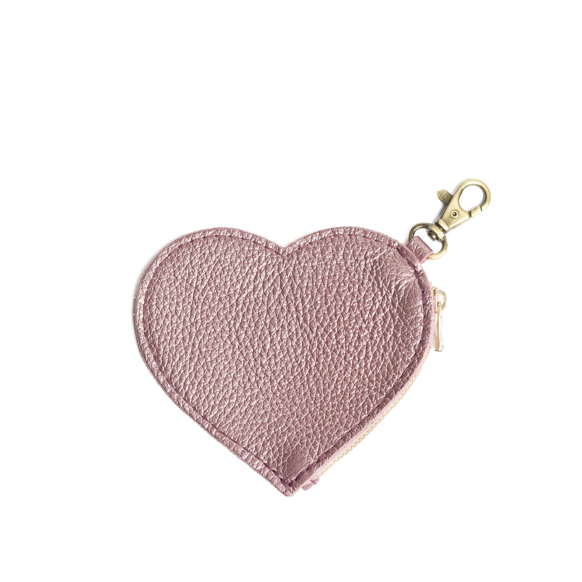 Supernova | Heart-shaped leather pouch keychain with zipper top and lobster clasp