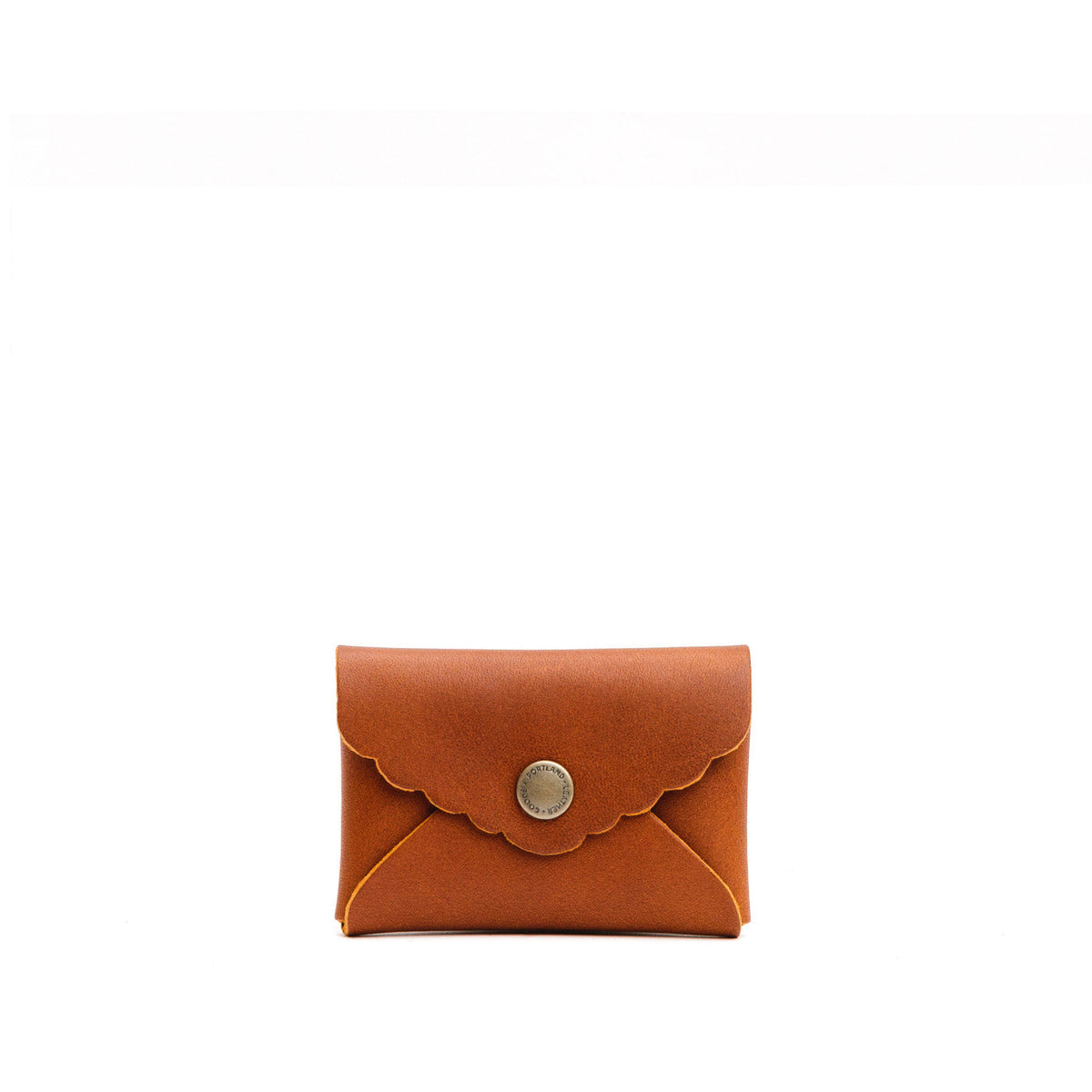 Honey | Small leather wallet with scalloped edge