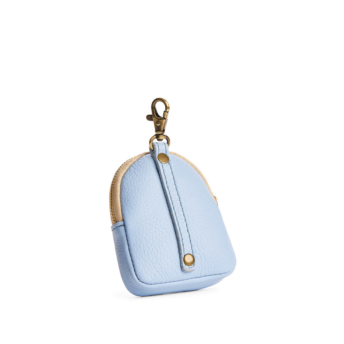 Skyway | Leather keychain pouch with zipper top, swivel lobster clasp, and debossed emblem of three PLG trees