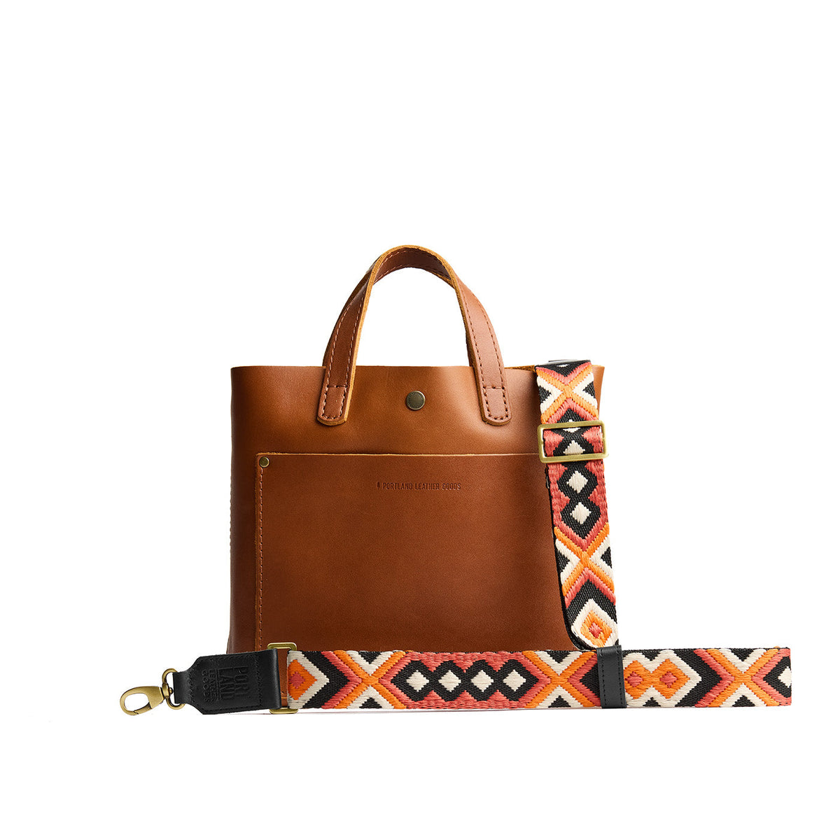 Atomic Orange | Adjustable fabric and leather strap with multicolor pattern