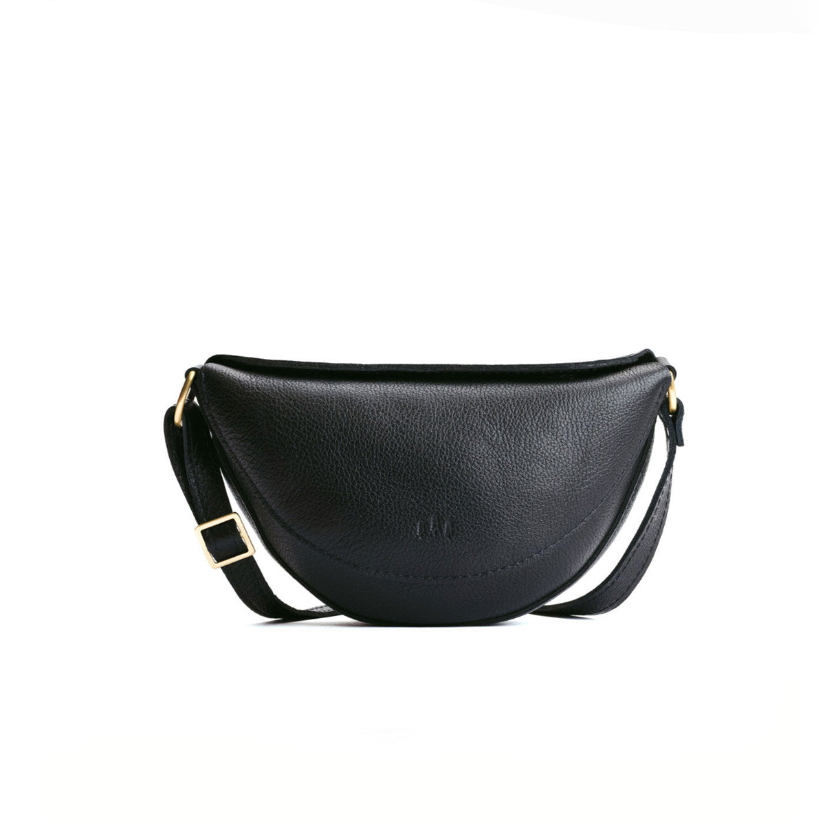 Pebbled--black*Small | Petite half circle shaped sling bag