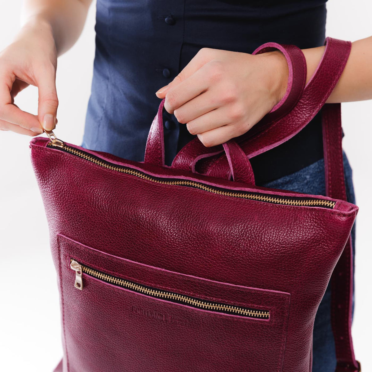 Orchid | Rectangular slim leather backpack