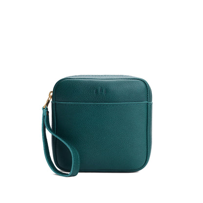 Sea Glass | Square shaped pouch with zipper opening, wristlet, and front pocket