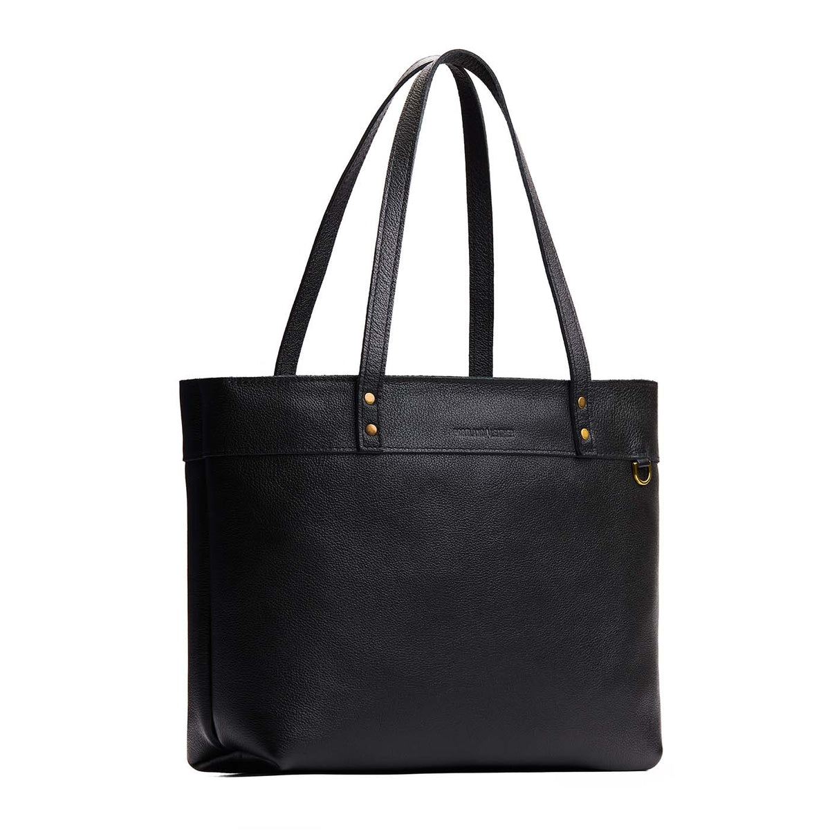 Pebbled--black*Large*Zipper | Leather tote bag with riveted straps and exterior key loop