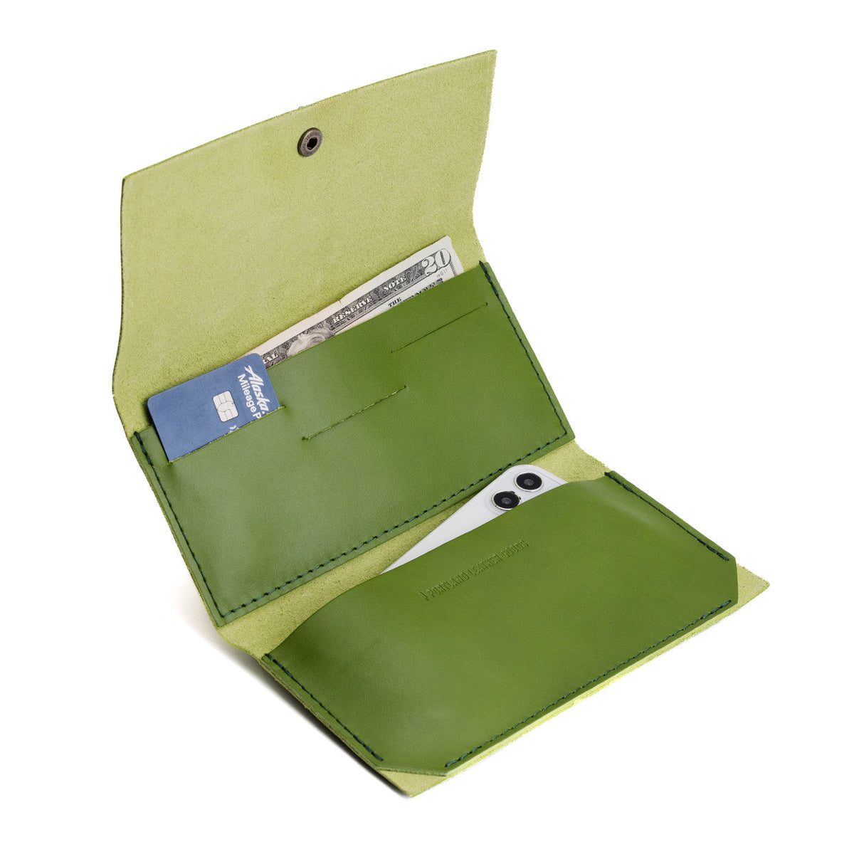 Green Apple | Leather wallet with snap closure