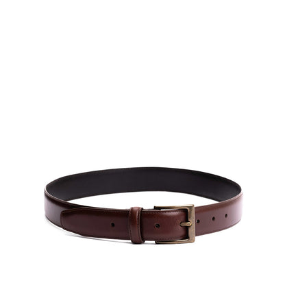 Pecan | Leather belt with antiqued brass buckle